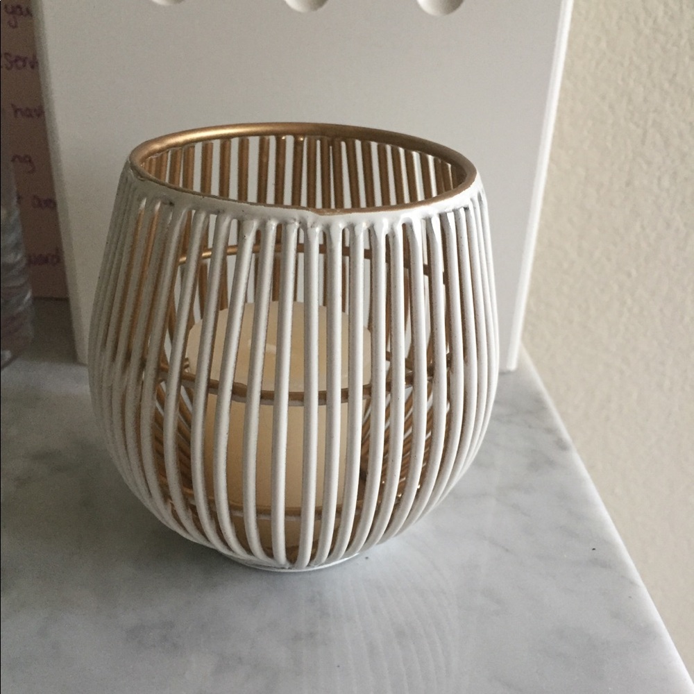 White and gold votive candle holder